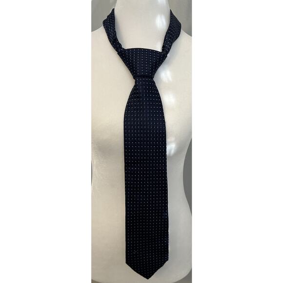 Donald Trump Mens Necktie Tie 100% Silk Blue Geometric Diamond Dot Print - Picture 1 of 6
